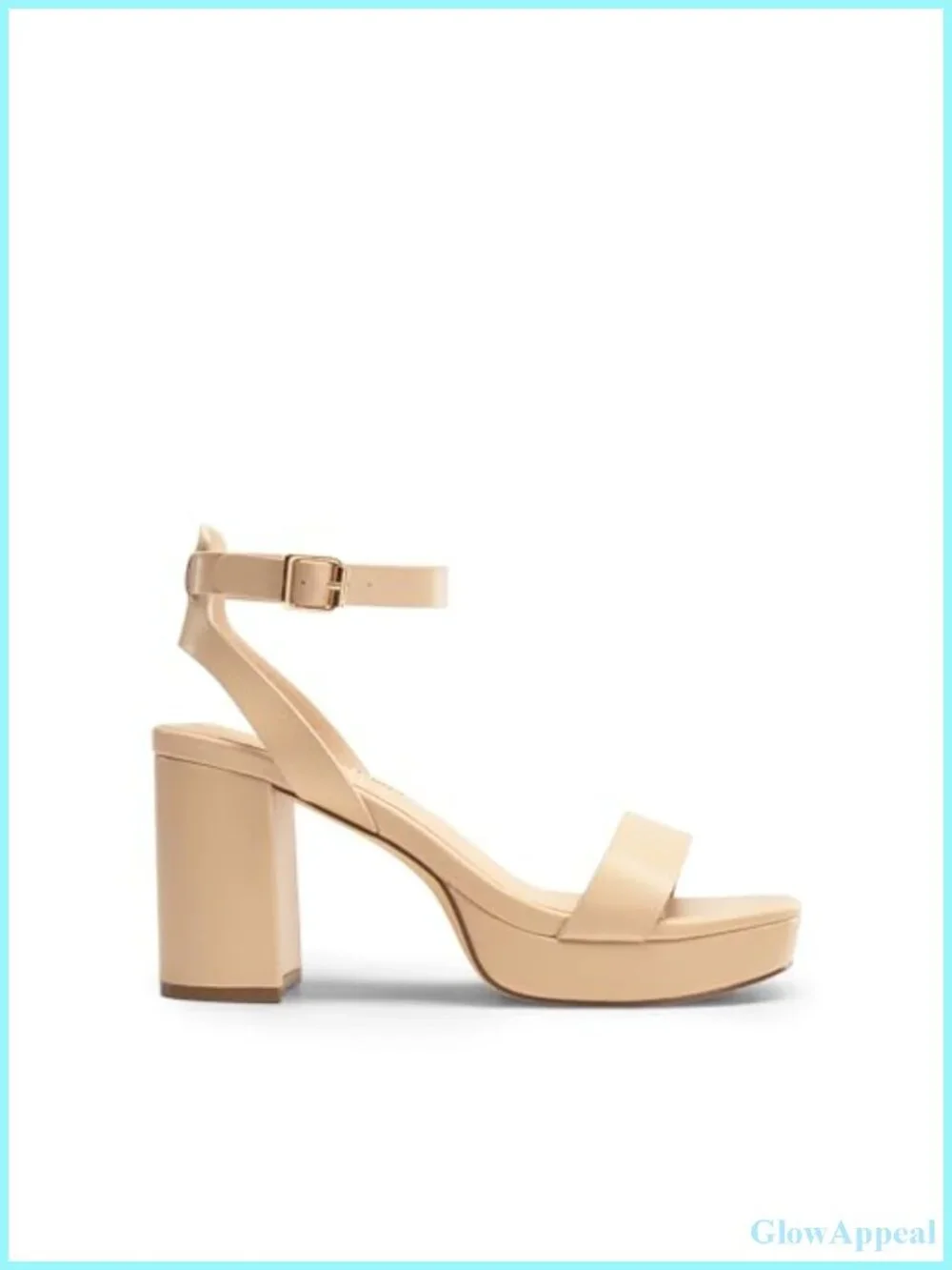Women's Chunky Block Heeled Platform Sandals Faux Leather Ankle Strap